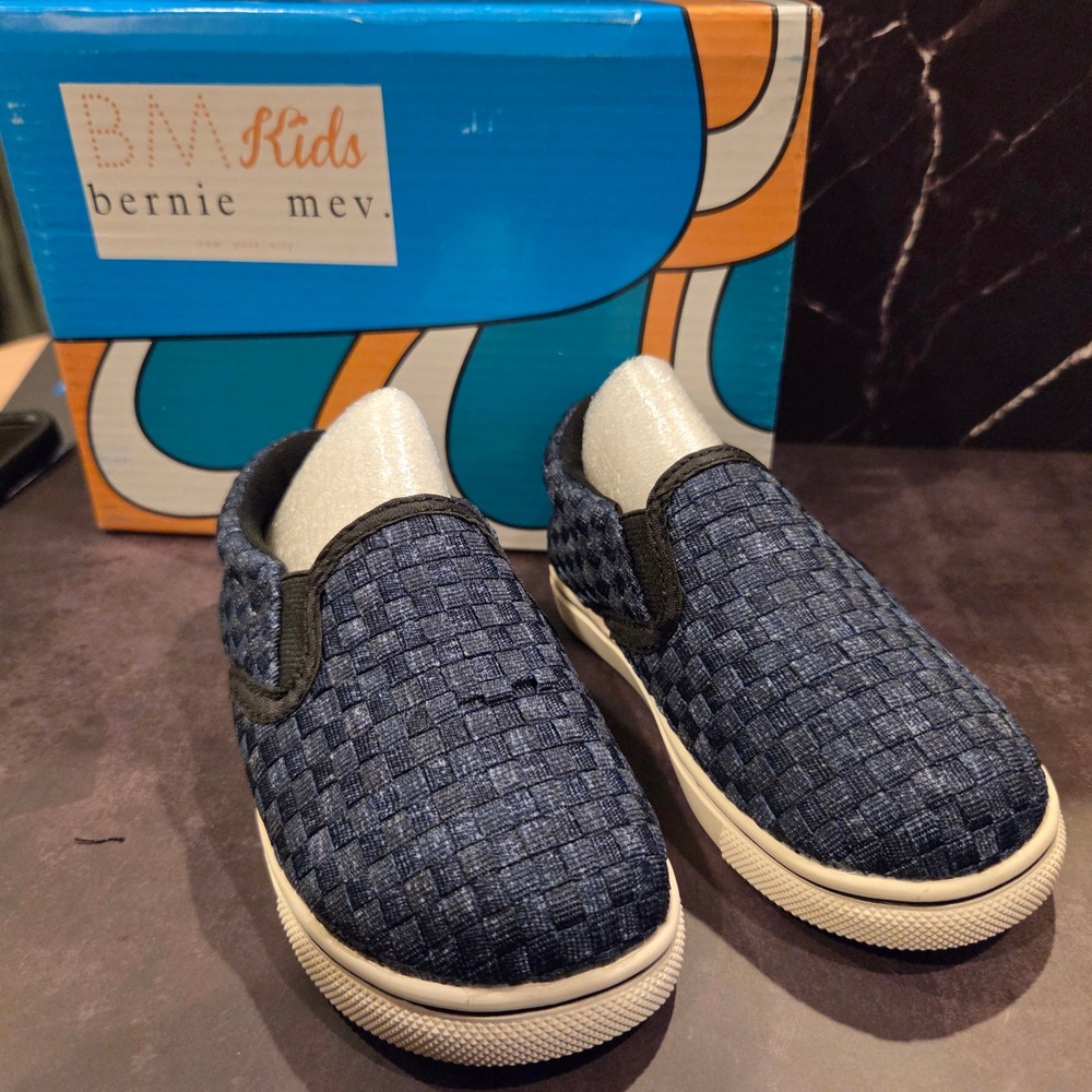 Bernie Mev Slip On Sneakers Kids‎ 22 Blue Woven Elastic Comfort Casual Shoes
